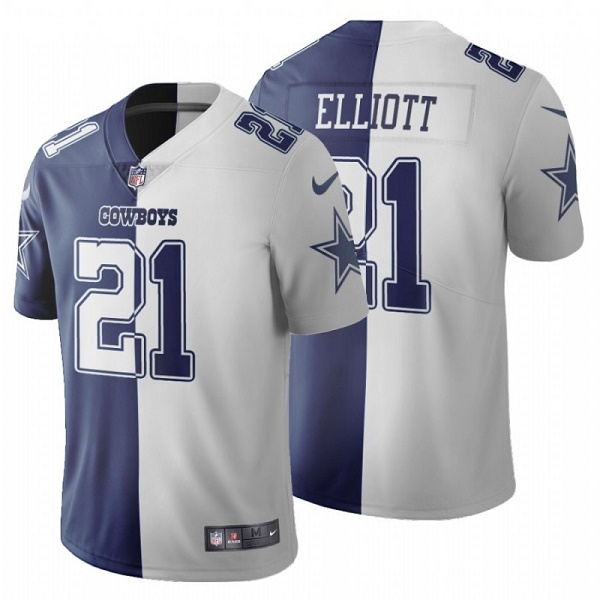 Dallas Cowboys #21 Ezekiel Elliott Navy White Split Vapor Untouchable Limited Stitched Jersey