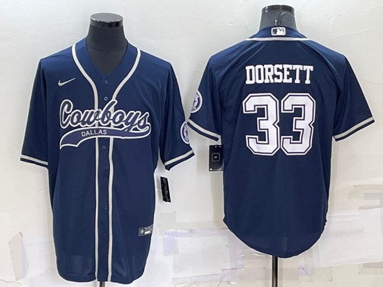 Dallas Cowboys #33 Tony Dorsett Navy Cool Base Stitched Baseball Jersey