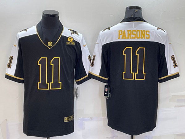 Dallas Cowboys #11 Micah Parsons Black Gold Thanksgiving With Patch Stitched Jersey
