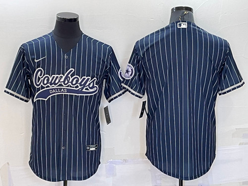Dallas Cowboys Blank Navy With Patch Cool Base Stitched Baseball Jersey