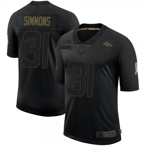 Denver Broncos #31 Justin Simmons 2020 Black Camo Salute To Service Limited Stitched Jersey
