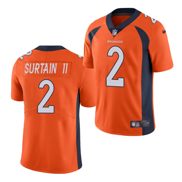 Denver Broncos #2 Patrick Surtain II 2021 Draft Orange Vapor Untouchable Limited Stitched Jersey 