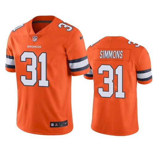 Denver Broncos #31 Justin Simmons Orange Color Rush Limited Stitched Jersey