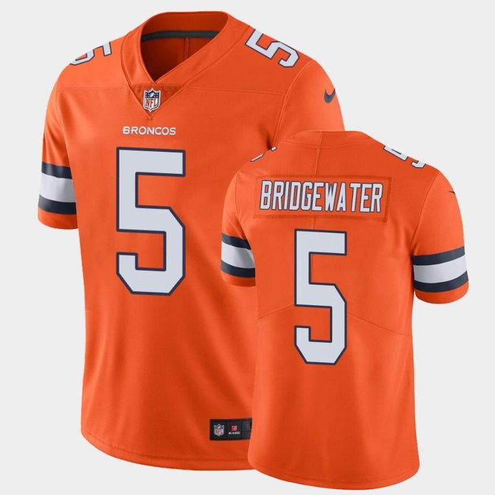 Denver Broncos #5 Teddy Bridgewater 2021 Orange Color Rush Stitched Football Jersey