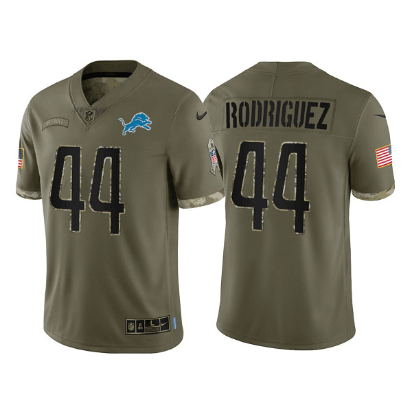 Detroit Lions #44 Malcolm Rodriguez Olive 2022 Salute To Service Limited Stitched Jersey