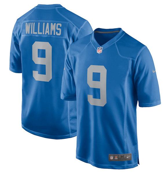 Detroit Lions #9 Jameson Williams Blue 2022 Stitched Game Jersey