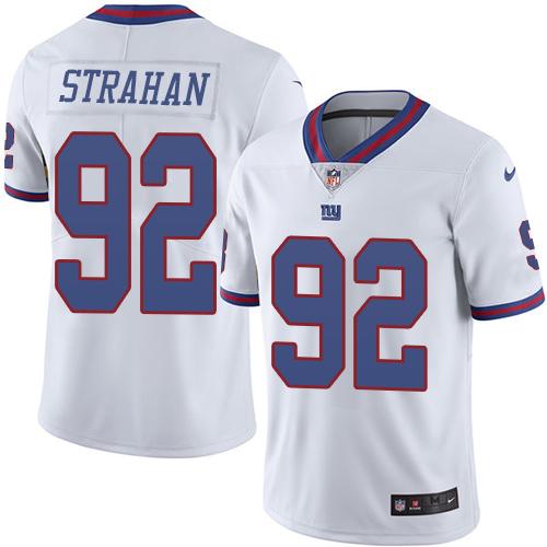 Giants #92 Michael Strahan White Stitched Limited Rush Nike Jersey