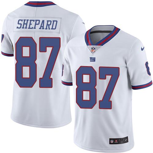 Giants #87 Sterling Shepard White Stitched Limited Rush Nike Jersey