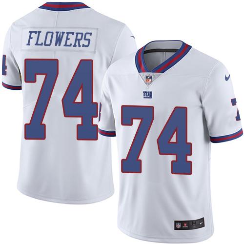 Giants #74 Ereck Flowers White Stitched Limited Rush Nike Jersey