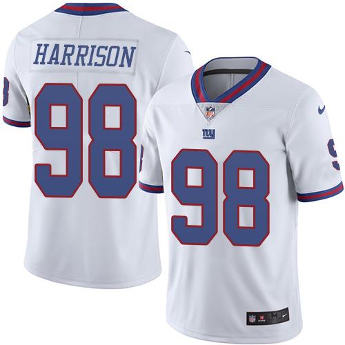 Giants #98 Damon Harrison White Stitched Limited Rush Nike Jersey