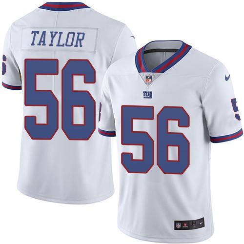 Giants #56 Lawrence Taylor White Stitched Limited Rush Nike Jersey