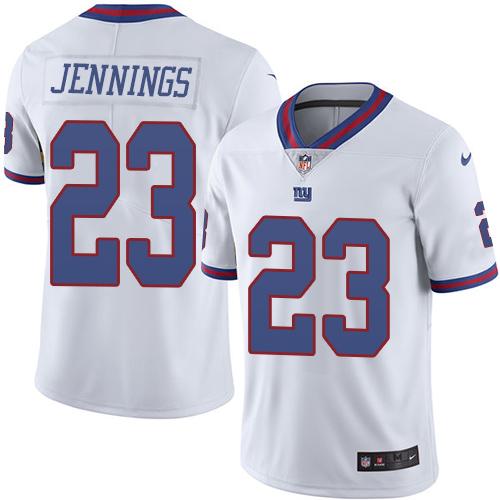 Giants #23 Rashad Jennings White Stitched Limited Rush Nike Jersey