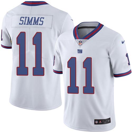 Giants #11 Phil Simms White Stitched Limited Rush Nike Jersey