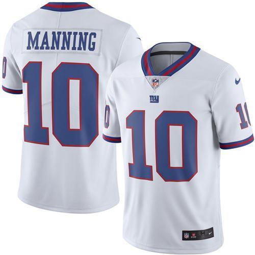 Giants #10 Eli Manning White Stitched Limited Rush Nike Jersey