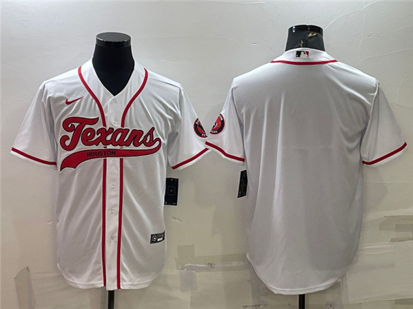 Houston Texans Blank White With Patch Cool Base Stitched Baseball Jersey