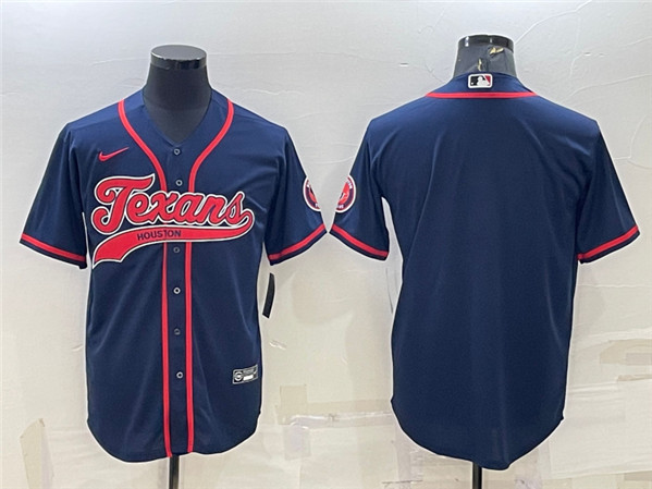 Houston Texans Blank Navy With Patch Cool Base Stitched Baseball Jersey