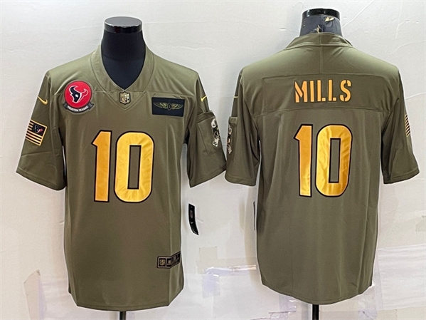 Houston Texans #10 Davis Mills Olive Gold Salute To Service Limited Stitched Jersey