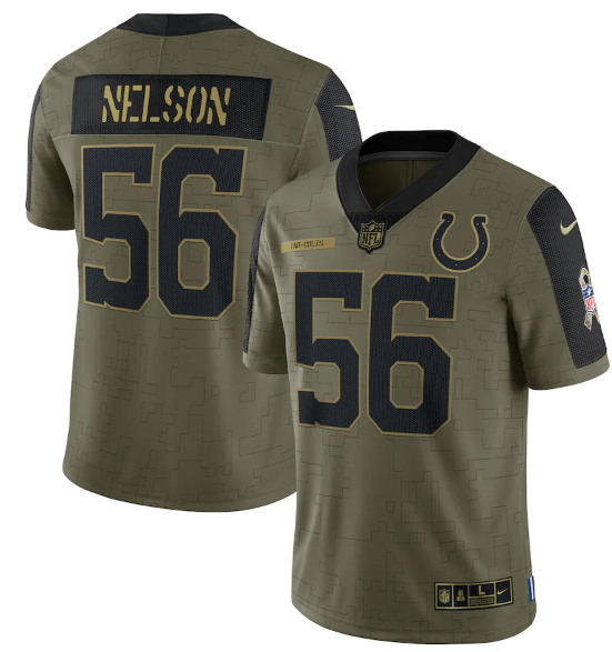 Indianapolis Colts #56 Quenton Nelson 2021 Olive Salute To Service Limited Stitched Jersey