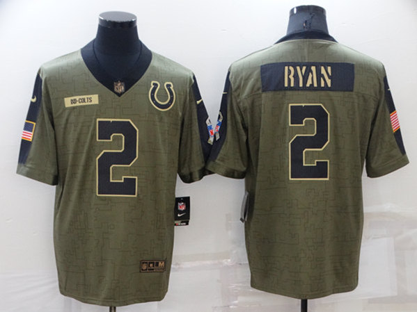 Indianapolis Colts #2 Matt Ryan Olive Salute To Service Limited Stitched Jersey