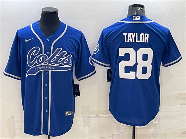 Indianapolis Colts #28 Jonathan Taylor Royal Cool Base Stitched Baseball Jersey