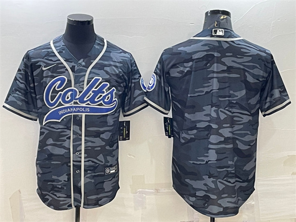 Indianapolis Colts Blank Gray Camo With Patch Cool Base Stitched Baseball Jersey