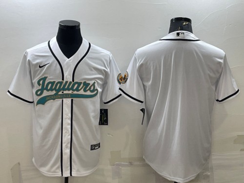 Jacksonville Jaguars Blank White With Patch Cool Base Stitched Baseball Jersey
