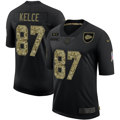 Kansas City Chiefs #87 Travis Kelce Black Camo Salute To Service Limited Stitched Jersey