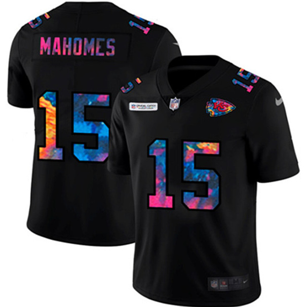 Kansas City Chiefs #15 Patrick Mahomes 2020 Black Crucial Catch Limited Stitched Jersey