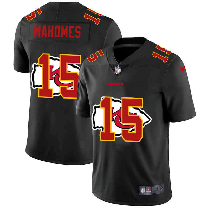 Kansas City Chiefs #15 Patrick Mahomes Black Shadow Logo Limited Stitched Jersey