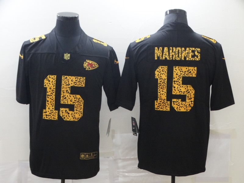 Kansas City Chiefs #15 Patrick Mahomes 2020 Black Leopard Print Fashion Limited Stitched Jersey