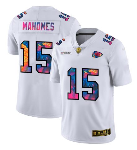 Kansas City Chiefs #15 Patrick Mahomes 2020 White Crucial Catch Limited Stitched Jersey