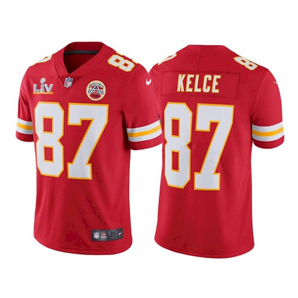 Kansas City Chiefs #87 Travis Kelce Red 2021 Super Bowl LV Stitched Jersey