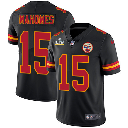 Kansas City Chiefs #15 Patrick Mahomes Black 2021 Super Bowl LV Stitched Jersey