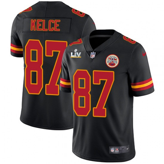 Kansas City Chiefs #87 Travis Kelce Black 2021 Super Bowl LV Stitched Jersey