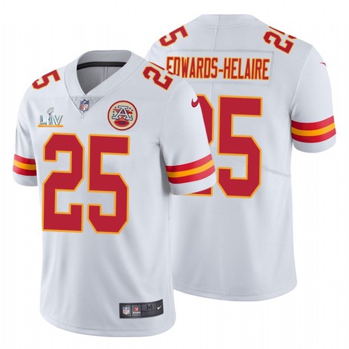 Kansas City Chiefs #25 Clyde Edwards-Helaire White 2021 Super Bowl LV Limited Stitched Jersey