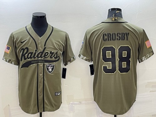 Las Vegas Raiders #98 Maxx Crosby 2022 Olive Salute To Service Cool Base Stitched Baseball Jersey