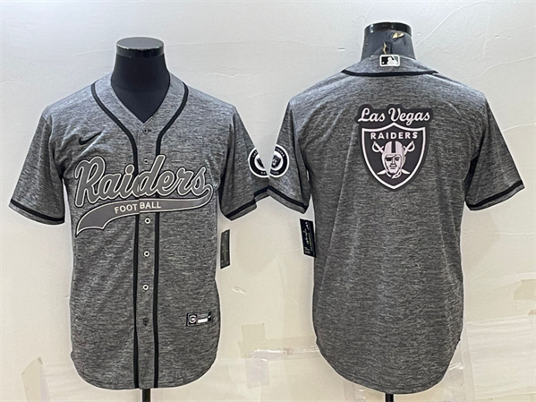Las Vegas Raiders Gray Team Big Logo With Patch Cool Base Stitched Baseball Jersey