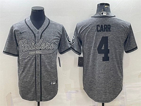 Las Vegas Raiders #4 Derek Carr Gray With Patch Cool Base Stitched Baseball Jersey