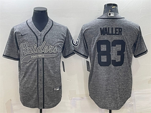 Las Vegas Raiders #83 Darren Waller Gray With Patch Cool Base Stitched Baseball Jersey