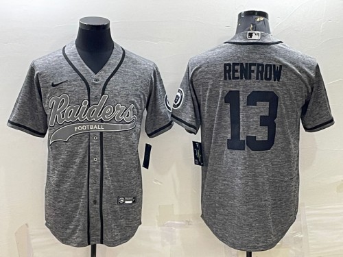 Las Vegas Raiders #13 Hunter Renfrow Gray With Patch Cool Base Stitched Baseball Jersey