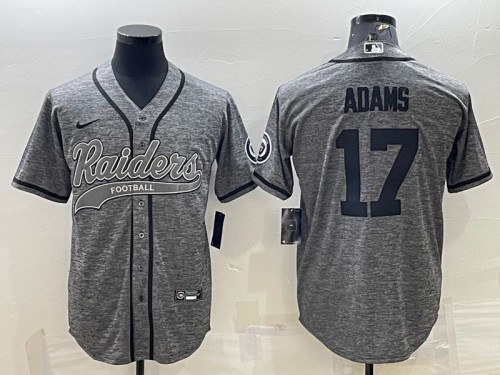 Las Vegas Raiders #17 Davante Adams Gray With Patch Cool Base Stitched Baseball Jersey