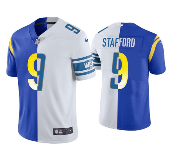 Los Angeles Rams #9 Matthew Stafford Royal White Split Stitched Football Jersey