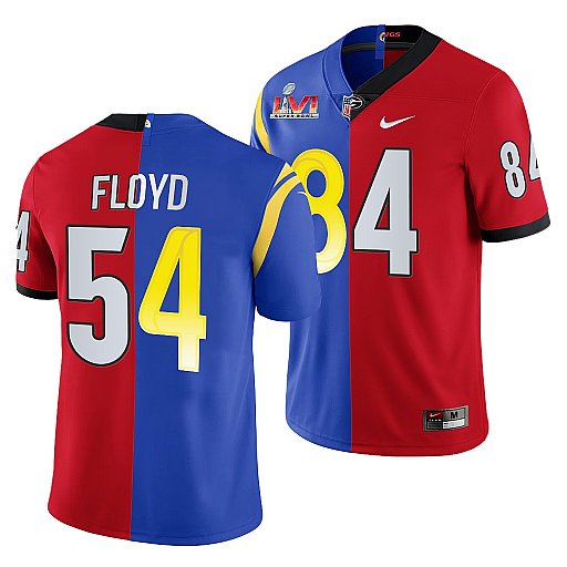 Los Angeles Rams X Georgia Bulldogs #54 Leonard Floyd Red Royal Split Stitched Jersey