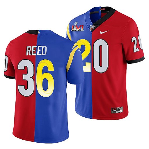 Los Angeles Rams X Georgia Bulldogs #36 J.R. Reed Red Royal Split Stitched Jersey