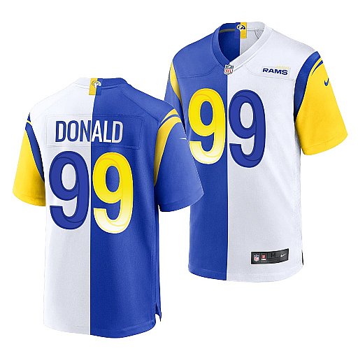 Los Angeles Rams #99 Aaron Donald Royal White Split Stitched Football Jersey