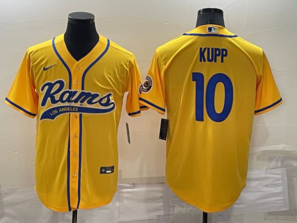 Los Angeles Rams #10 Cooper Kupp Yellow Cool Base Stitched Baseball Jersey