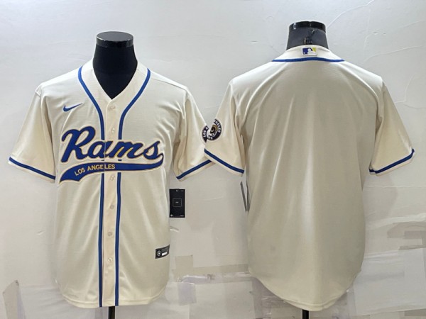 Los Angeles Rams Blank Bone Cool Base Stitched Baseball Jersey