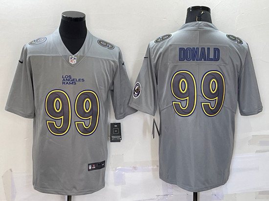 Los Angeles Rams #99 Aaron Donald Gray With Patch Atmosphere Fashion Stitched Jersey