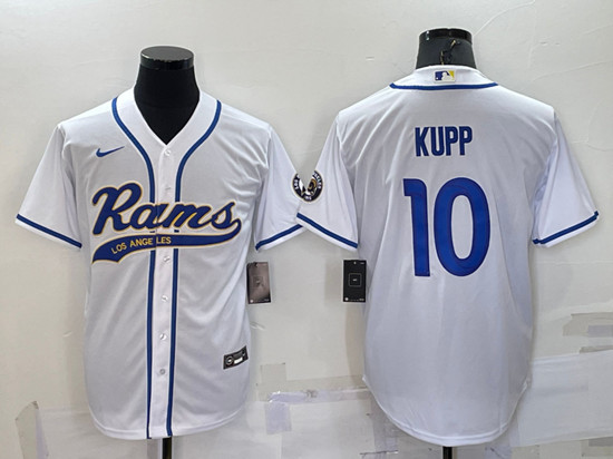 Los Angeles Rams #10 Cooper Kupp White With Patch Cool Base Stitched Baseball Jersey