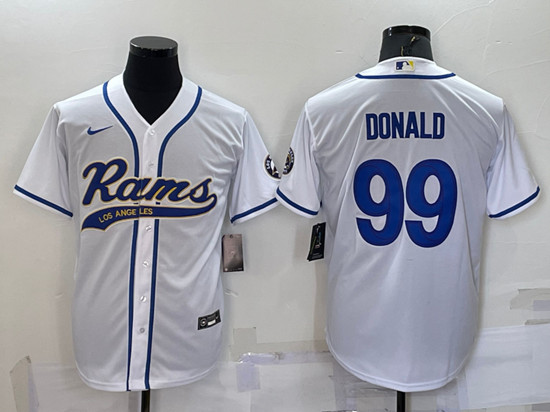Los Angeles Rams #99 Aaron Donald White With Patch Cool Base Stitched Baseball Jersey